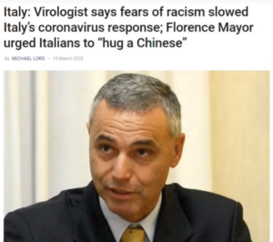 Hug a chinese blamed for Italy coronavirus